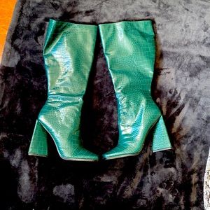 Green snakeskin boots